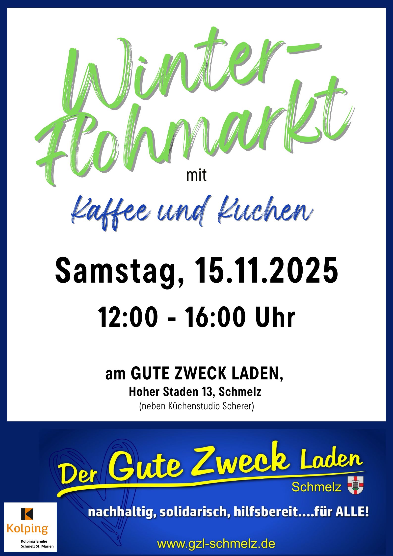 Plakat Winter-Flohmarkt am GUTE ZWECK LADEN Schmelz