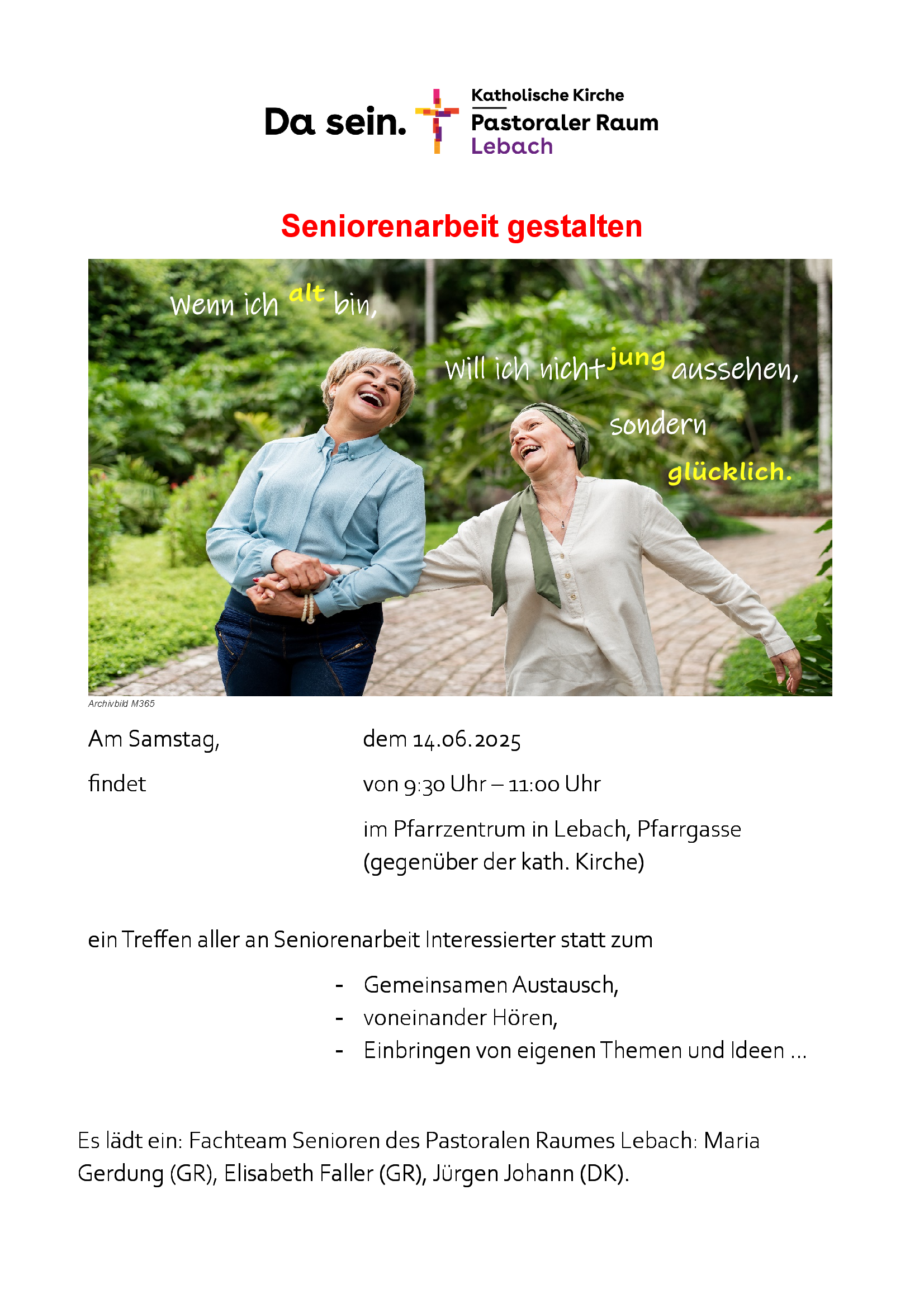 Einladung an alle Mitarbeitenden in der Seniorenarbeit