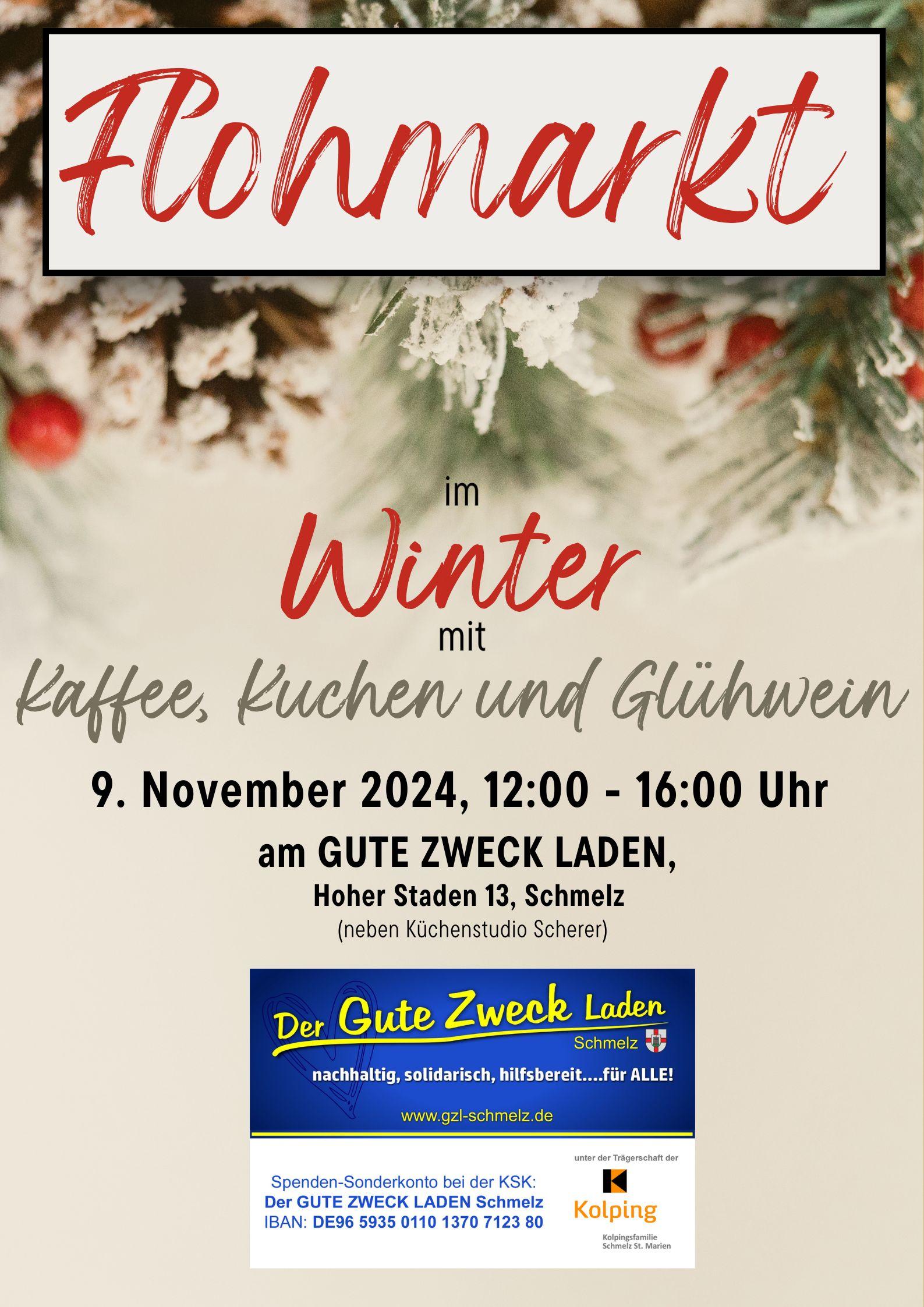 Plakat 'Flohmarkt im Winter' am GUTE ZWECK LADEN