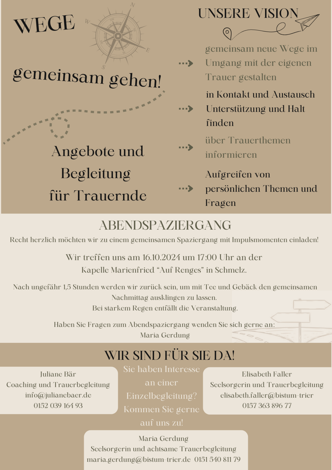 Angebot für Trauernde - Einladung zum Abendspaziergang