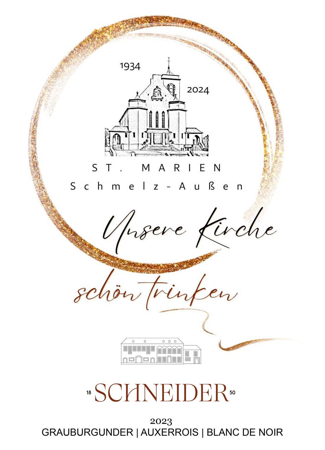 Weinetikett 'Unsere Kirche schön trinken' - Lokales Team Außen