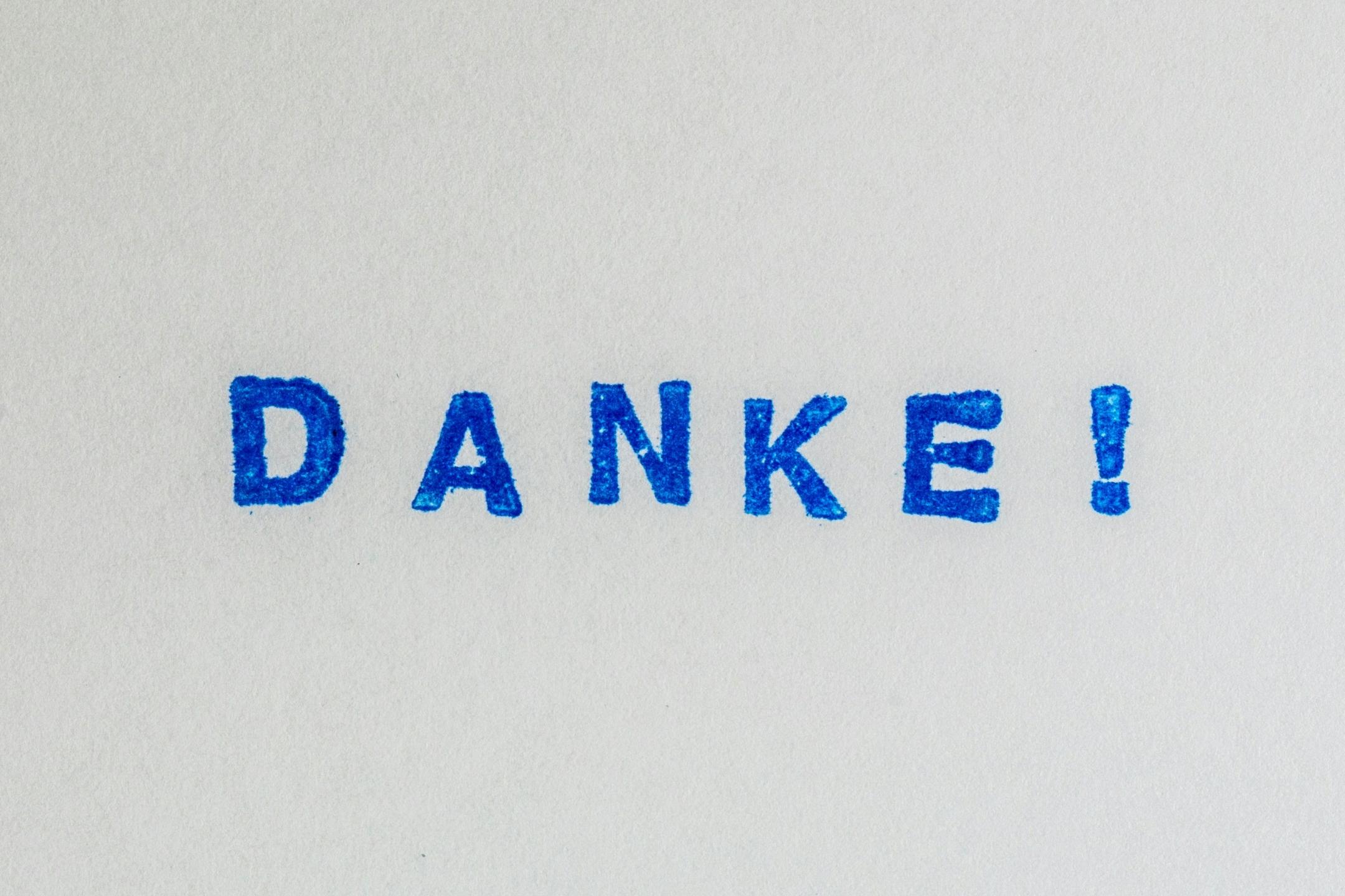 Der Schriftzug Danke ist zu sehen.